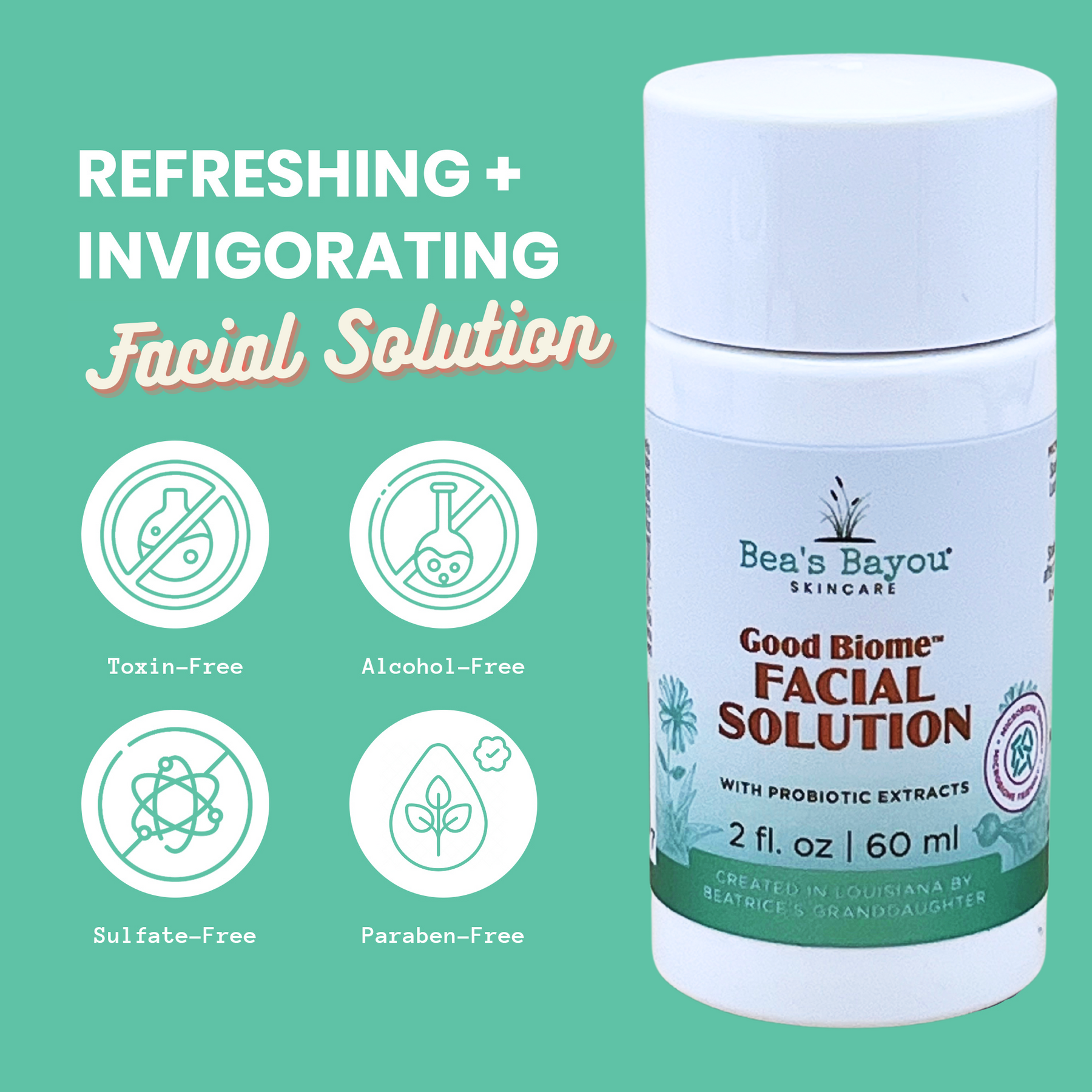 Herbal Hydrating Prebiotic AHA + BHA Face Solution - 2 Fl Oz