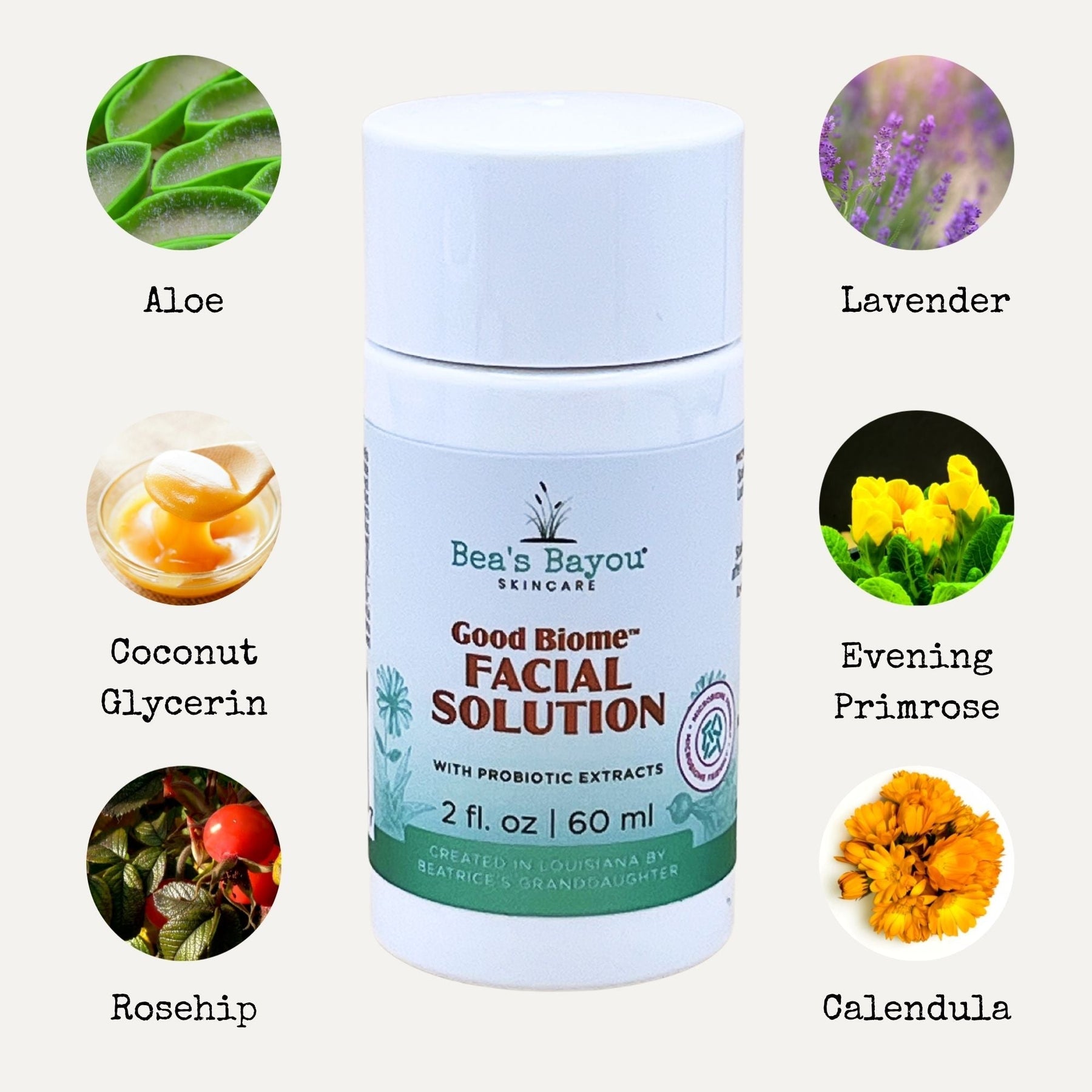 Herbal Hydrating Prebiotic AHA + BHA Face Solution - 2 Fl Oz
