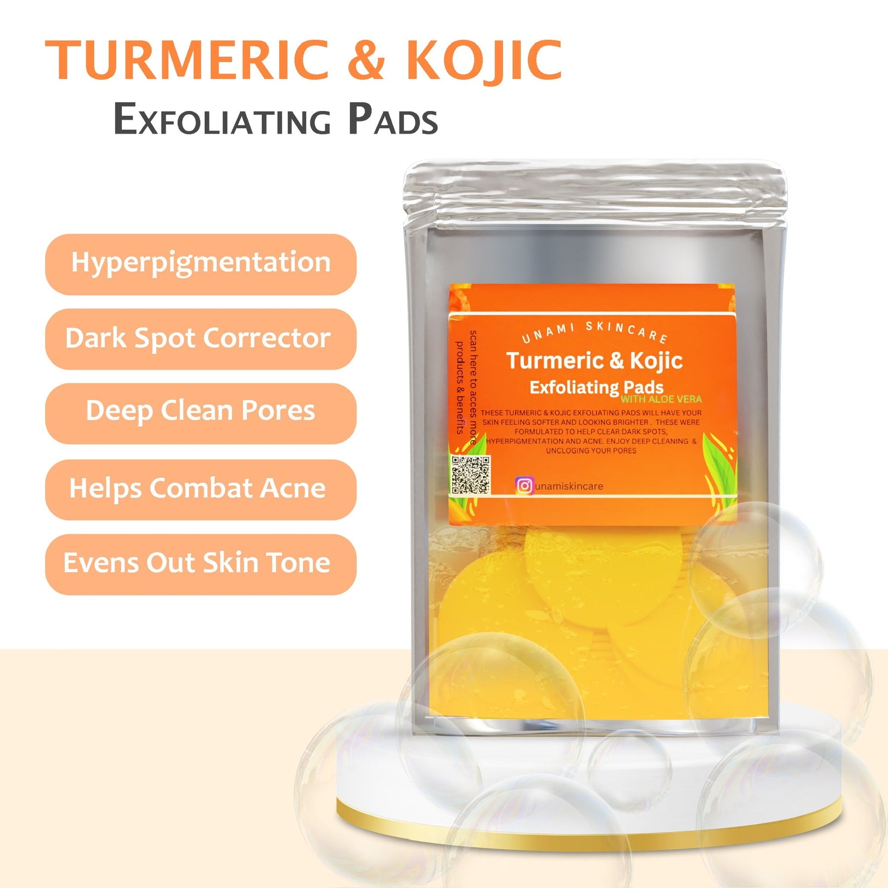 Turmeric & Kojic Acid Exfoliating Pads (40 Pads)