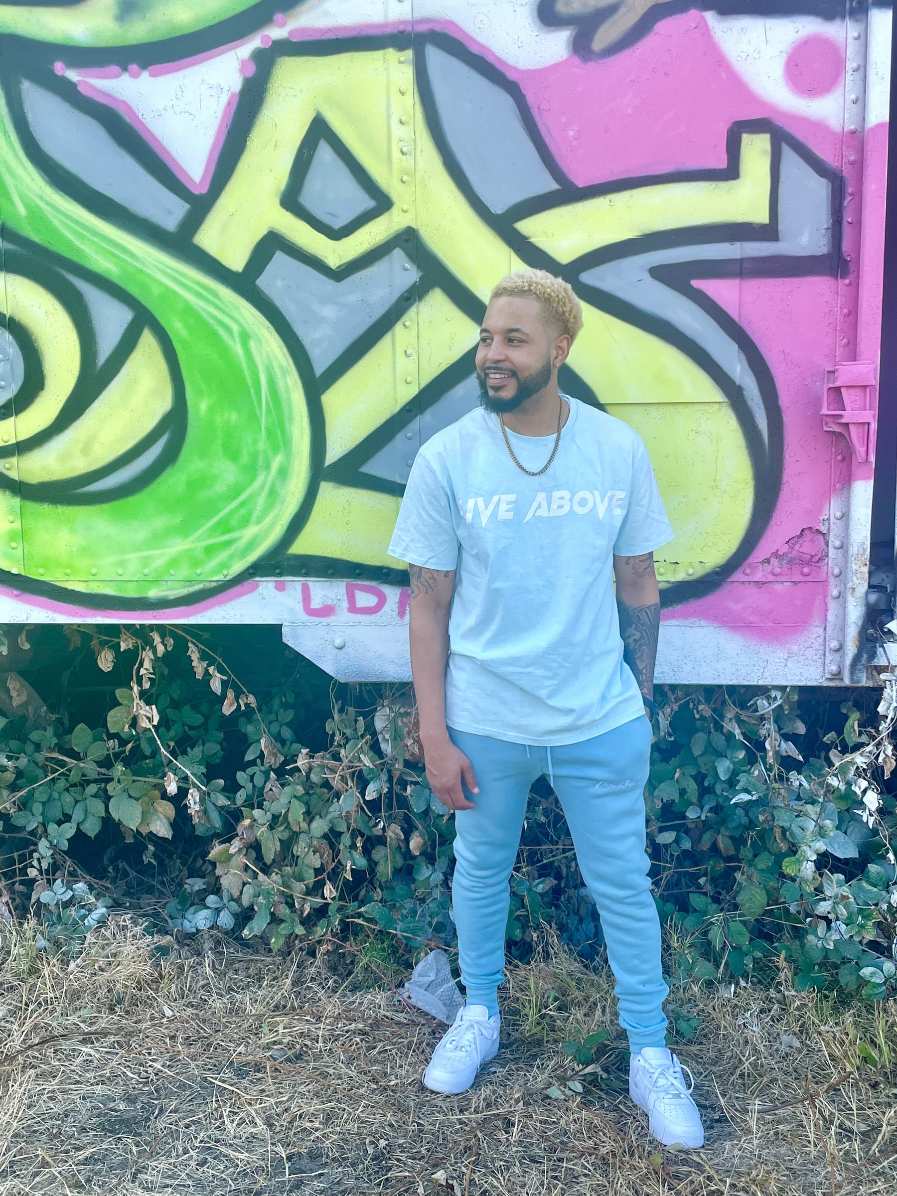 Vintage Oversized Rockstar Tee- Pale Blue