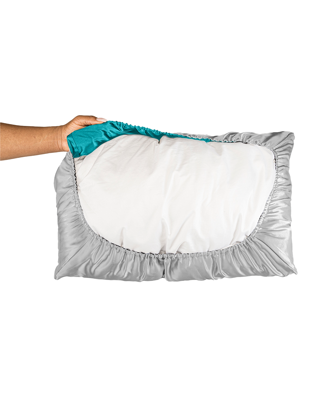 Aqua Blue Reversible Satin Bonnet Pillowcase