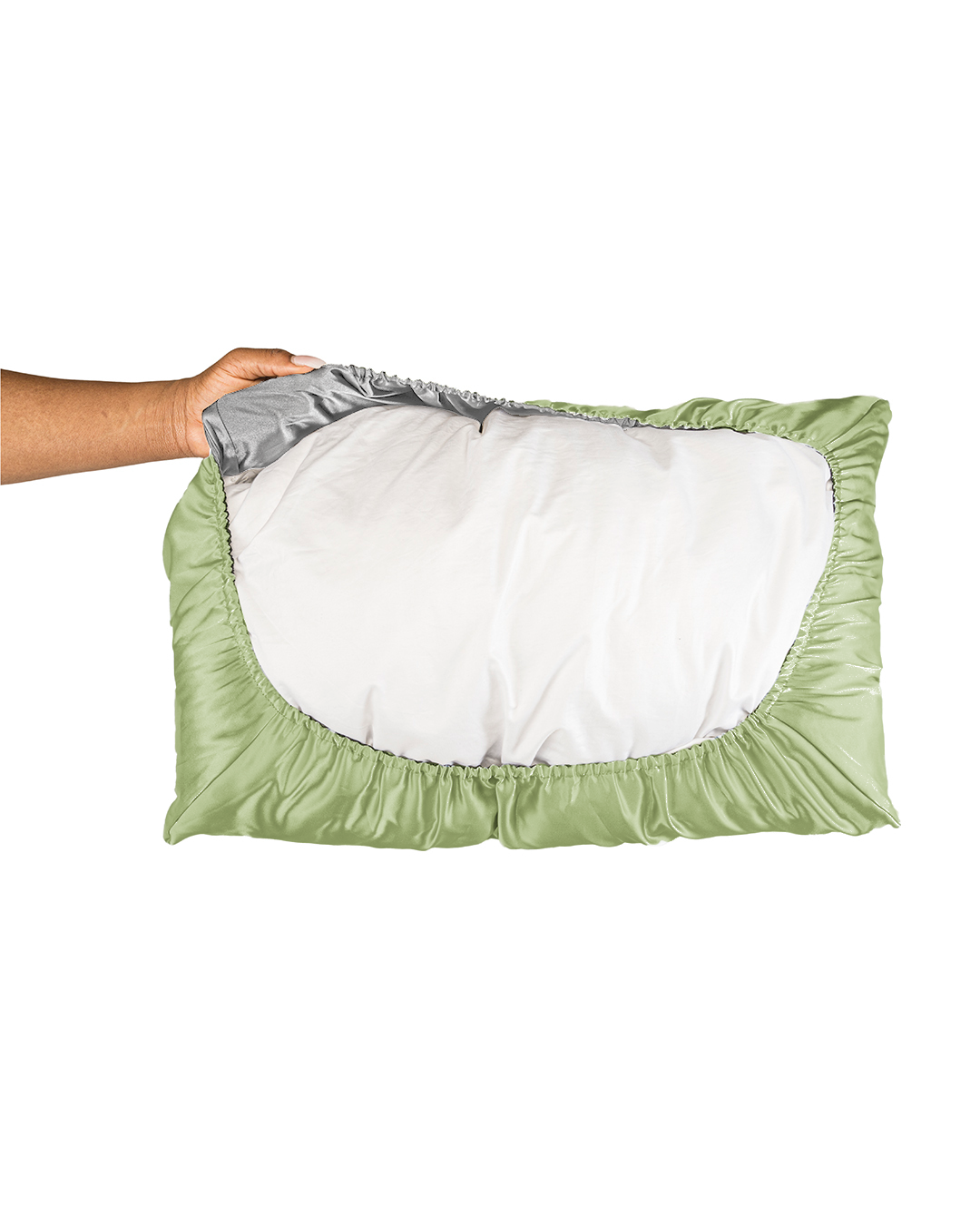 Sage Green Reversible Satin Bonnet Pillowcase