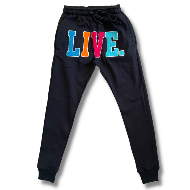 Live Chenille Joggers- Black Multi