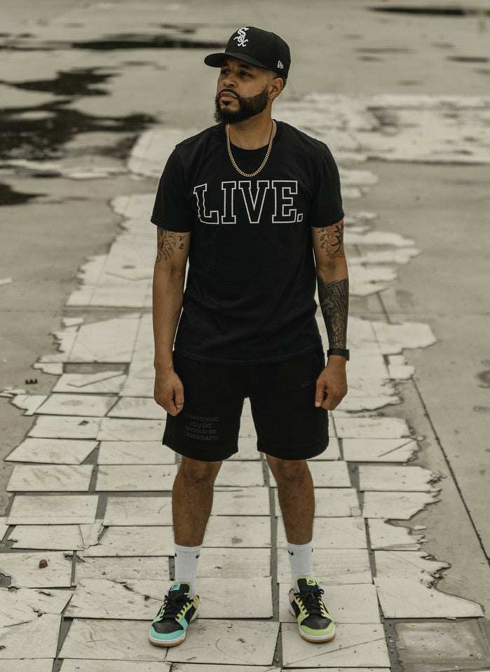 Live Above Tech Fleece Shorts- Black on Black