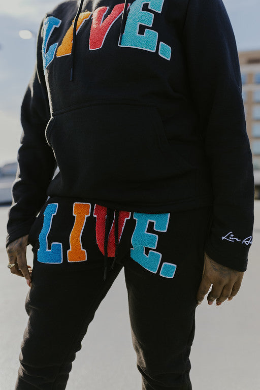 Live Chenille Joggers- Black Multi