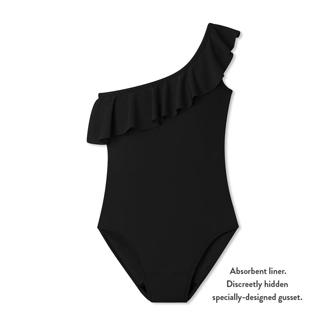 Teen Period Swimwear One Shoulder | Black Sea