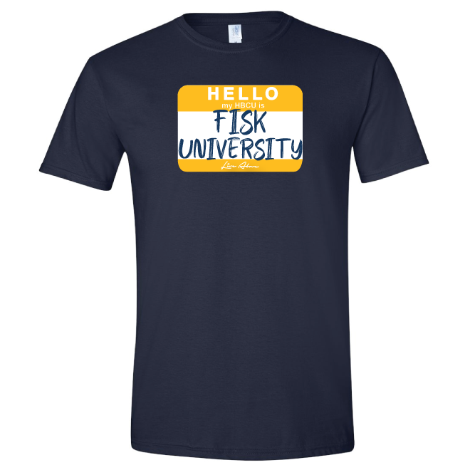 Hello My HBCU Is Fisk University Tee- Navy Blue