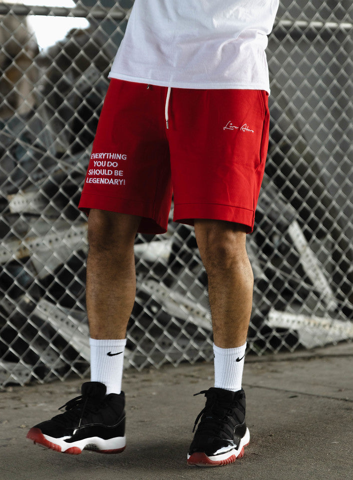 Live Above Tech Fleece Shorts- Red - The Shade Room Shop