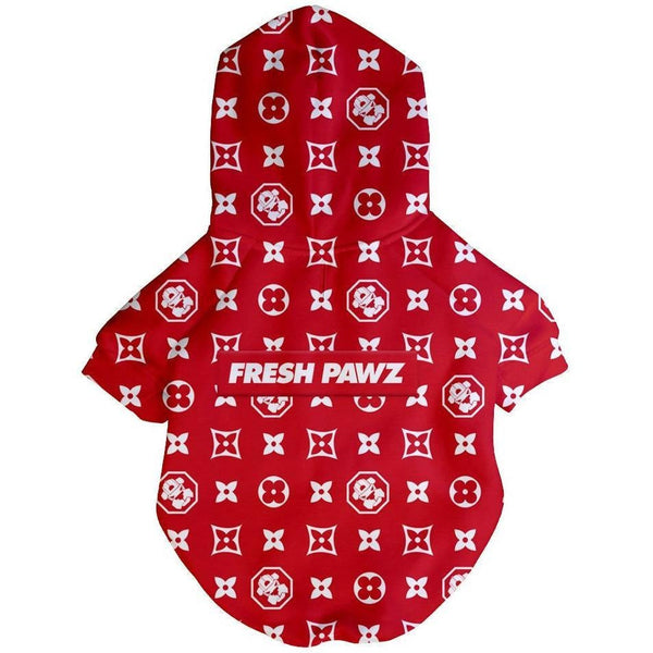 Pupreme Box Logo Monogram Hoodie | Paws Circle | Streetwear for Dog Red / S